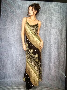 Vintage 90s Bias Cut Slip Maxi Dress Boho Y2k Whimsigoth Fairy Cottagecore Sz4